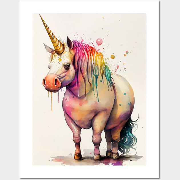 Chubby unicorn colors fat Wall Art by JBJart